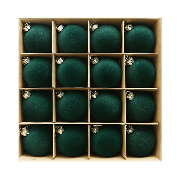 Fzsteel 16PCS Flocked Velvet Christmas Balls Ornaments with Metal Buckle & Hanging Rope - 2.4 Inch Xmas Tree Decorations for Festive Holiday Winter Home Decoration