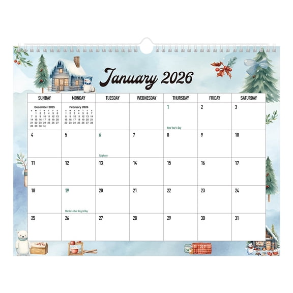 Fzsteel 18-Month Wall Calendar With Watercolor Art, Twin Binding & Thick Paper for Home/Office/Classroom Organization January 2026 - June 2027