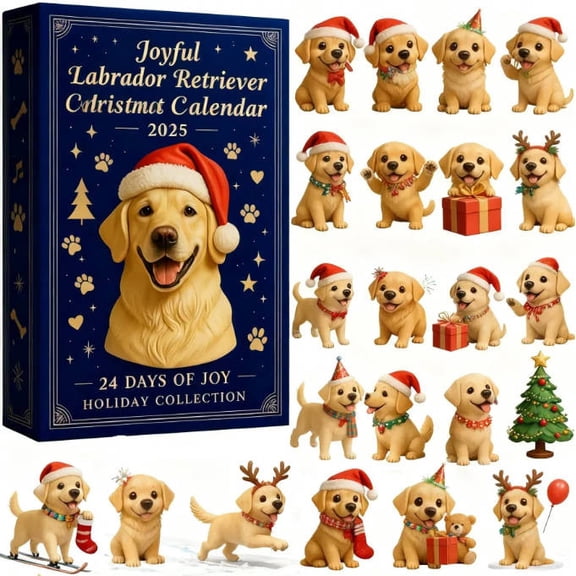 Fzsteel 2025 Advent Calendar With 24 Acrylic Labrador Puppy Ornaments For Christmas Countdown, Durable & Scratch-Resistant Holiday Decor For Kids And Dog Lovers