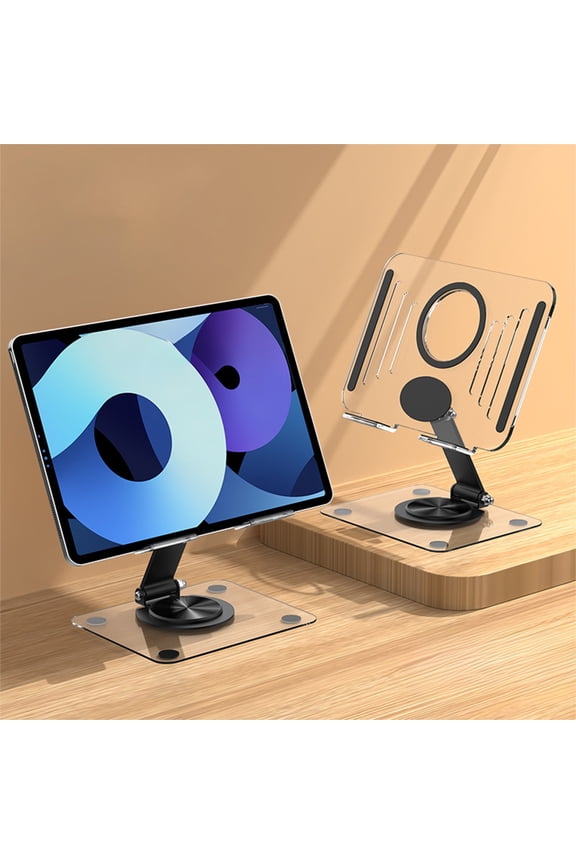 360° Rotating Tablet and Phone Stand, Portable Foldable Desktop Holder with Anti-Slip Base for Hands-Free Viewing, Working, and Live Streaming