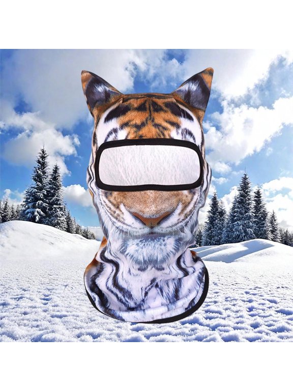 3D Animal Face Mask with Ears - Windproof and Breathable, Sun Protection for Outdoor Activities, Soft Polyester Material