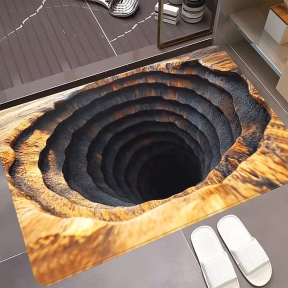 Fzsteel 3D Stereoscopic Visual Trap Doormat with Water-Absorbing and Non-Slip Features for Entrance Safety and Home Decor