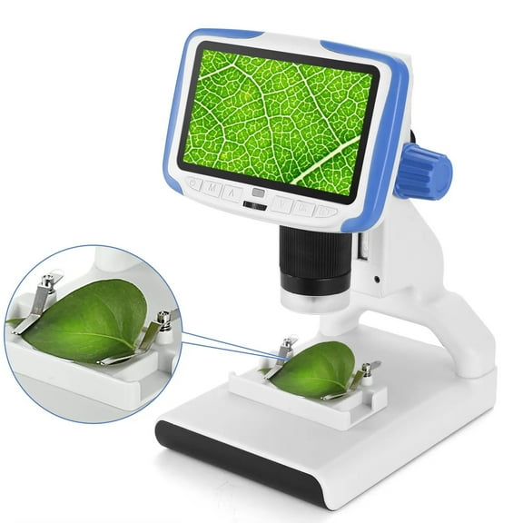 Fzsteel 5 Inch LCD Digital Microscope with 1080P HD Sensor, 200x Zoom & Adjustable Stand for Scientific Exploration, Jewelry Appraisal, USB Portable Design