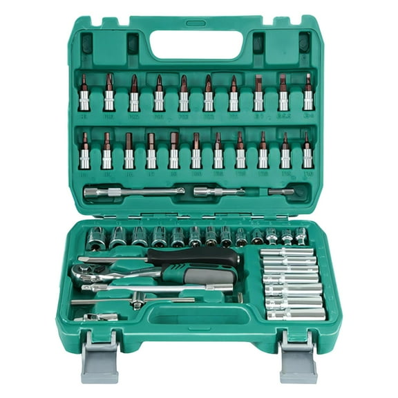 Fzsteel 53-Piece Socket Wrench Set Hardware Tools for Car Motorcycle Repair, Home DIY & Craftsmen - Durable Vanadium Steel Kit with Blow-Molded Case (Ideal Father's Day Gift)