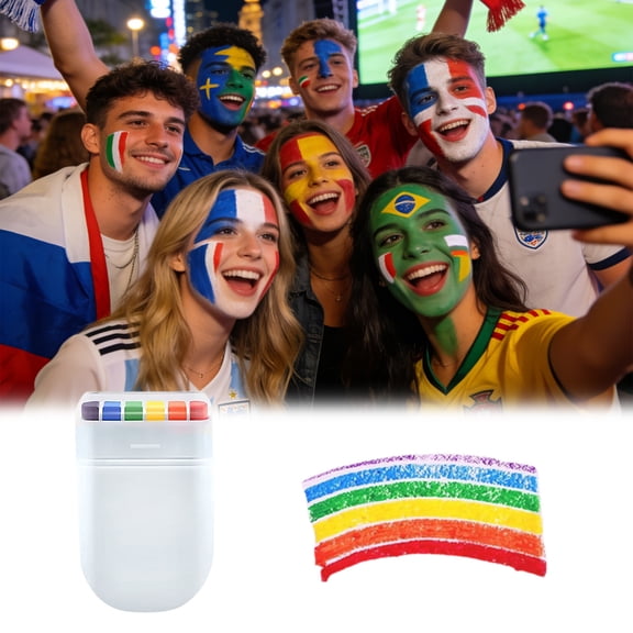 Fzsteel 6-Color Face Graffiti Pen for Sports Events, Non-Toxic Safe, Easy to Draw Flags, Quick-Drying, Compact Size 2.36x1.38x0.79 In 0.04 Lb
