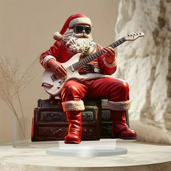 Fzsteel Acrylic Christmas Desktop Ornament with Santa Claus Design for Holiday Home Office Decor