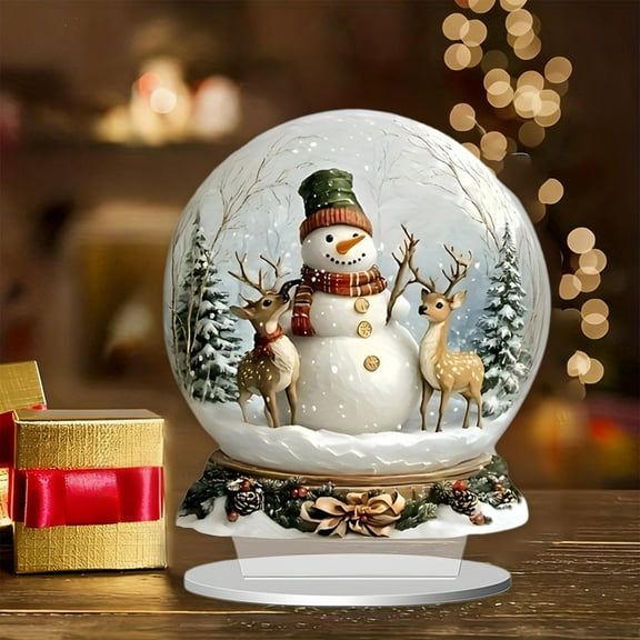 Fzsteel Acrylic Craft Ornament With HD Printing & Scratch-Resistant Surface, 20x20cm Christmas Decor For Desk Shelf Mantel Holiday Home Inspirational Display