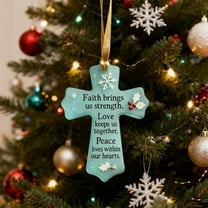 Fzsteel Acrylic Cross Christmas Ornament 2D Design Festive Decor 8cm Holiday Keepsake Durable Acrylic 14x10x1cm Elegant Religious Symbol