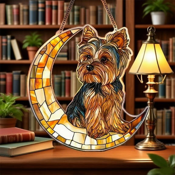 Fzsteel Acrylic Hanging Window Decorations with Dazzling Color Film & Stained Art Style - 22x22x3cm Lightweight Ornament for Home & Porch