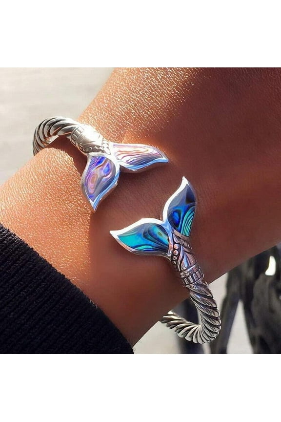 Adjustable Opening Mermaid Tail Bracelet for Women and Girls, Stainless Steel Jewelry Gift with Secure Clasp and Comfort Fit