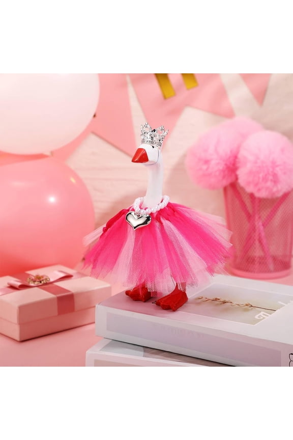 Adorable 7-Inch Mini Goose Costume Set – Princess Style Decor for Desktop and Porch, With Magnetic Keychain and Rhinestone Accessories