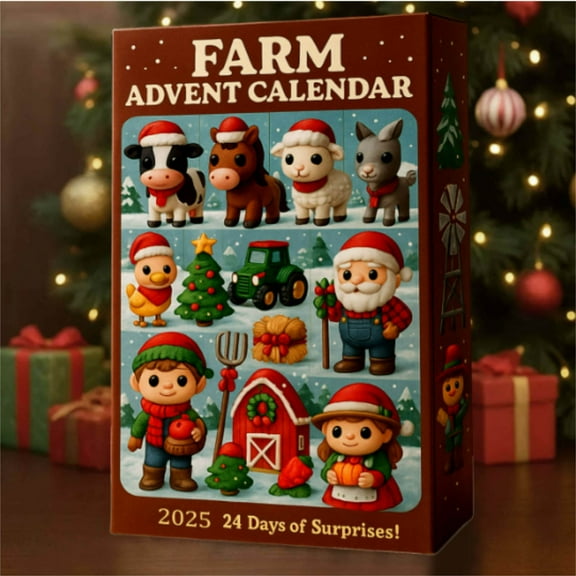 Fzsteel Advent Calendar 2025 Farm-Themed Countdown with Acrylic Design, 27x19x4cm, Family Interactive Holiday Tradition, 178g