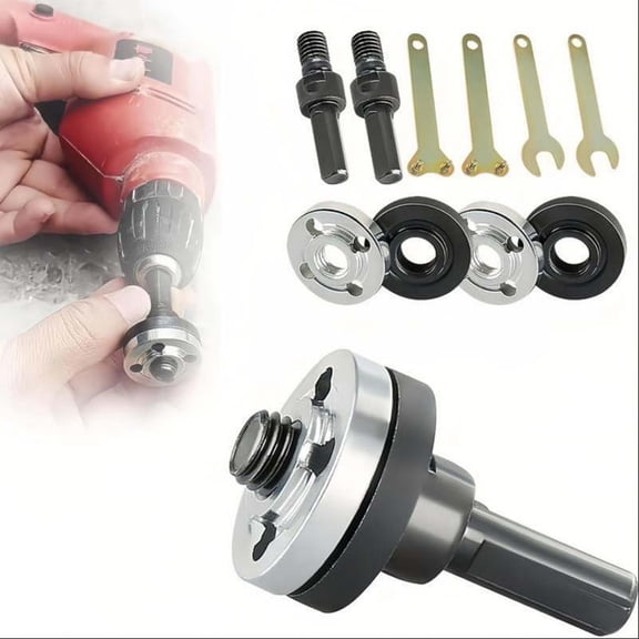 Fzsteel Angle Grinder Connector Set 10Pcs Drill Adapter Kit with High Hardness, Wear-Resistant for Stable Clamping & Space-Saving Design, Conversion Angles Grinding Accessories