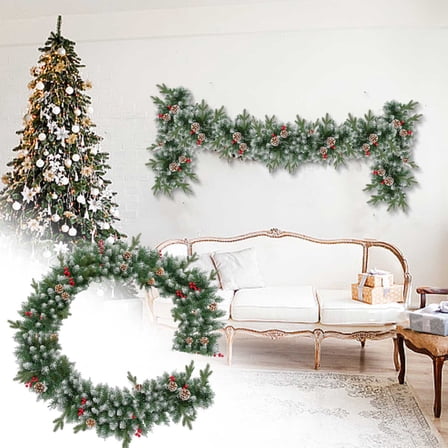 Fzsteel Artificial Christmas Decoration Realistic Soft Rubber Pine Cones Scandinavian-Inspired 9ft Durable for Home Window Door Frame Hanging