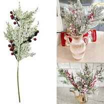 Fzsteel Artificial Christmas Frosted White Needle Cuttings 49cm Flexible Plastic Stems for Holiday Decor DIY Floral Arrangements