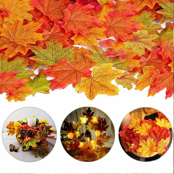Fzsteel Artificial Maple Leaves 200Pcs - Realistic Plastic Fall Decor for Wedding Thanksgiving Arrangements, Durable Faux Leaves with 13 Styles (8x8cm)
