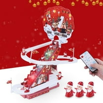 Fzsteel Automatic Santa Climbing Toy With LED Lights And Music Educational Indoor Race Game For Toddlers Portable Christmas Roller Slide Set