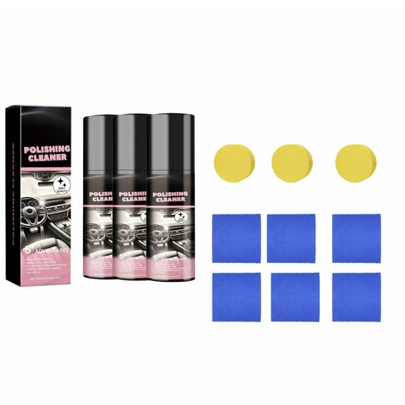 Fzsteel Automotive Interior Polishing Kit (3PCS Polish + Microfiber Cloth & Sponge) 100ml - Decontamination, Glazing & Protective Car Care Solution
