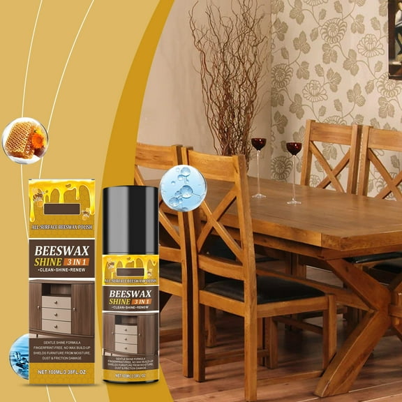 Fzsteel Beeswax Furniture Polish 3-in-1 Cleaner Polish & Refinisher Spray For Wood Floors Home Décor Protective Care 100 ml Natural Shine No Residue