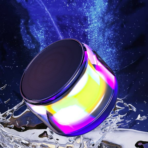 Fzsteel Bluetooth Speaker with Colorful Lights, Portable Mini Speaker with Lanyard, 5W HD Sound, IPX3 Waterproof, 1200mAh Battery, TWS Stereo, Shock Subwoofer, 360 Surround for Outdoor