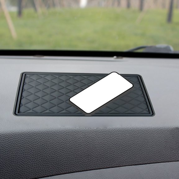 Fzsteel Car Dashboard Organizer Non-Slip Stripe Texture Multi-Function Storage Pad High-Temperature Resistant For Phones Tablets Dash Cams Universal Fit All Vehicles