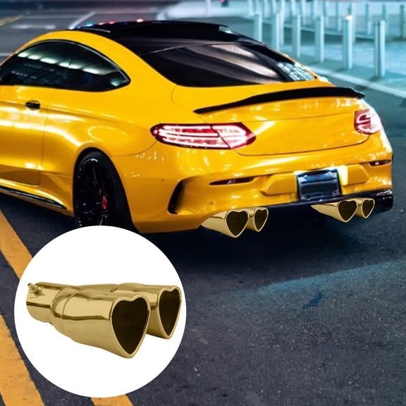 Fzsteel Car Modified Exhaust Pipe Heart-Shaped Design for Improved Airflow and Stylish Vehicle Upgrade Easy Installation Double Pipe Tail Throat