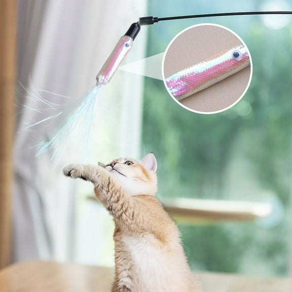 Fzsteel Cat Toy Replacement Head Wool Whitebait Design Scented Interactive Durable 15cm Length Plastic Pet Accessories for Cats