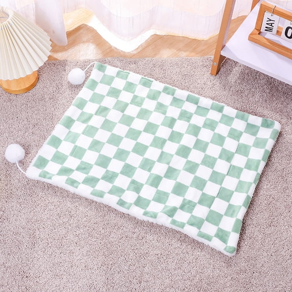 Fzsteel Checkerboard Fluff Ball Pet Blanket - Warm and Soft Double-Sided Fleece for Cats and Dogs, Multi-Use Cozy Pet Bed for Indoor Comfort