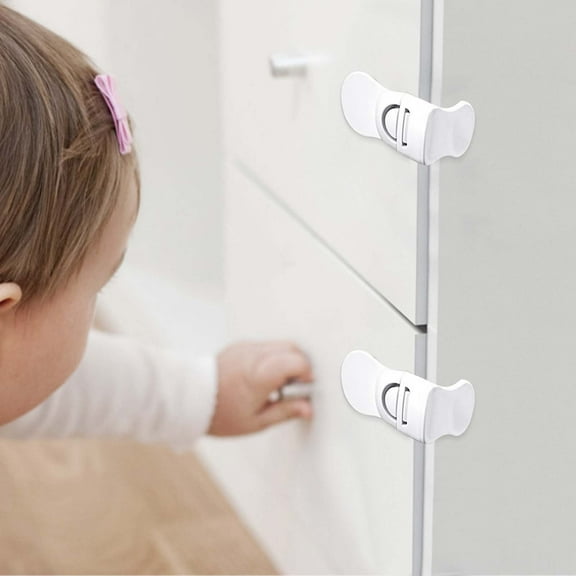 Fzsteel Child Safety Locks with 360-Degree Rotation, ABS+PE Material Baby Proof Cabinet Locks for Refrigerator, Drawer, Toilet, 18g Lightweight, 8x3x2cm, White (Plastic)