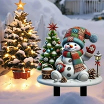 Fzsteel Christmas Acrylic Planter Stand Garden Stake With Snowman Design For Holiday Outdoor Decor, Patio & Yard Decoration