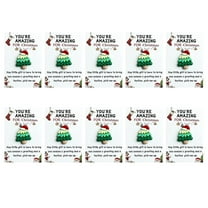 Fzsteel Christmas Cards 10 Pieces Pocket-Sized Festive Santa Design Organza Gift Bag Holiday Greeting Card Insert
