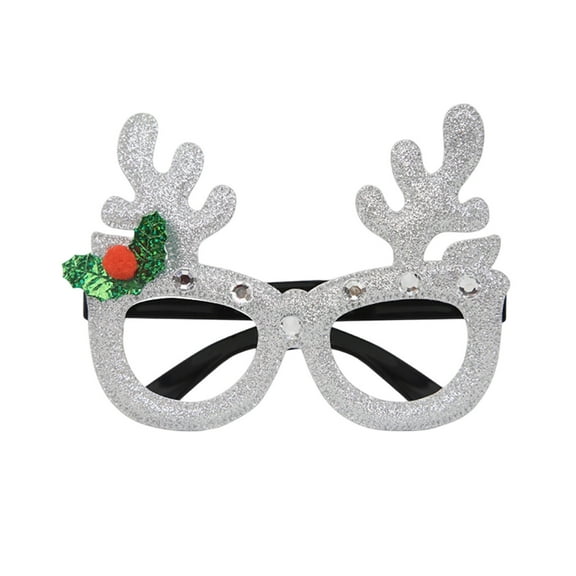 Fzsteel Christmas Decoration Glasses With Sparkling Santa Claus Reindeer Eyeframe For Festival Party Photo Accessories One Size Durable Comfortable