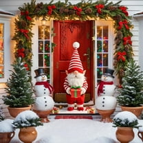 Fzsteel Christmas Door Curtain Durable Nylon Fabric Festive Holiday Decor 70.86x35.43in Easy Install Santa Claus Design