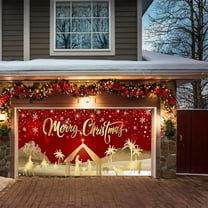Fzsteel Christmas Garage Banner and Flag for Outdoor Celebrations - Durable Polyester Festive Backdrop Cloth for Holiday Door Decoration