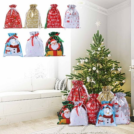 Fzsteel Christmas Gift Bags Drawstring Closure Storage 35PCS Set 28x20x10cm Plastic For Candy Presents Quick Shipping