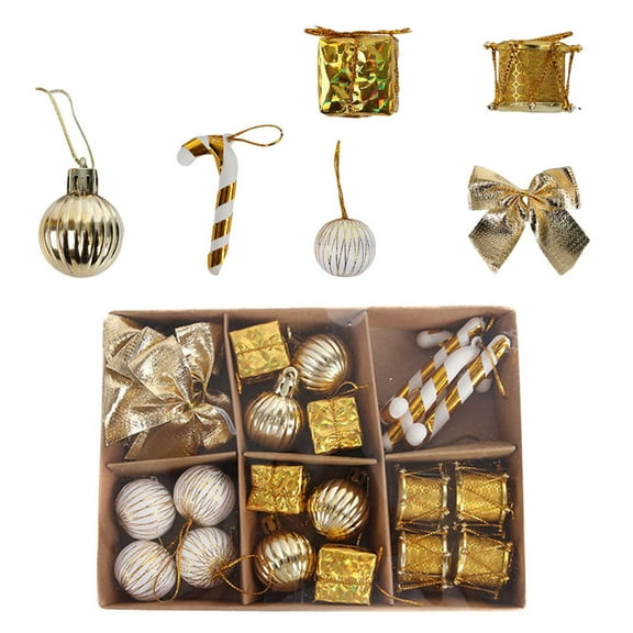 Fzsteel Christmas Ornament Set 24-Piece Durable Shatterproof Plastic Hanging Baubles For Holiday Home Party Decor