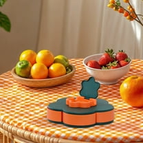 Fzsteel Christmas Rotating Snack Tray with Divided Compartments, Transparent Lid for Freshness & Convenient Access - Durable Plastic Organizer, 9.05x9.05x2.75 in