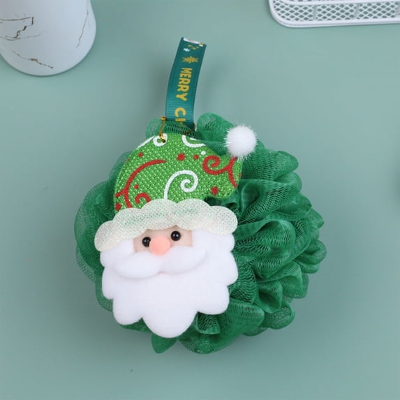 Fzsteel Christmas Themed Bath Bombs with Hanging String - Soft Plastic 14cm/5.51in Festive Holiday Decor, Santa Snowman Elks Designs