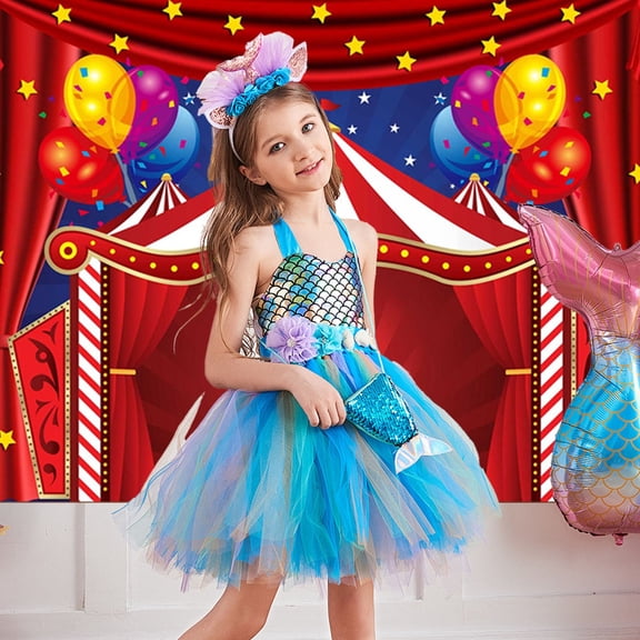 Fzsteel Circus Carnival Photography Backdrop 6x4ft Durable Mesh Party Decor with Hooks for Birthday, Trunk or Treat & Themed Events