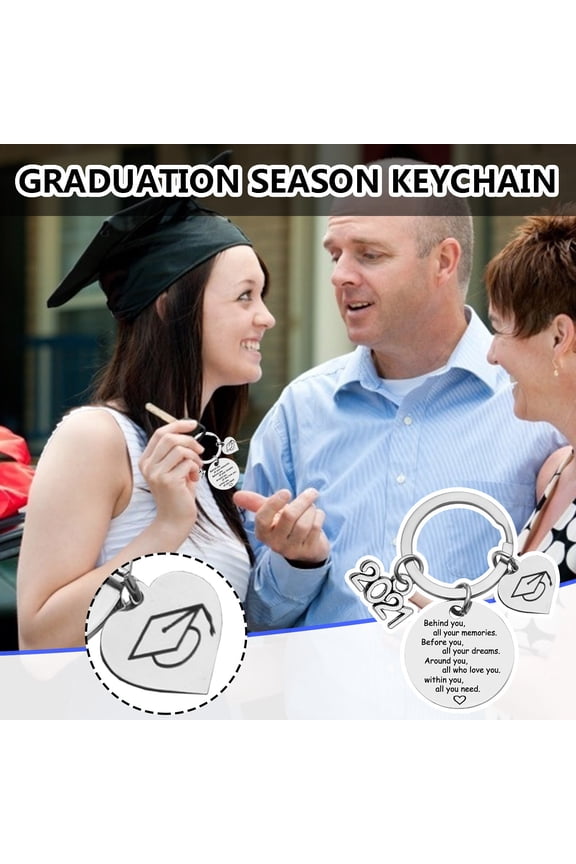Class of 2021 Graduation Keychain Stainless Steel Memorial Gift for Students Friends Family 3pc Set