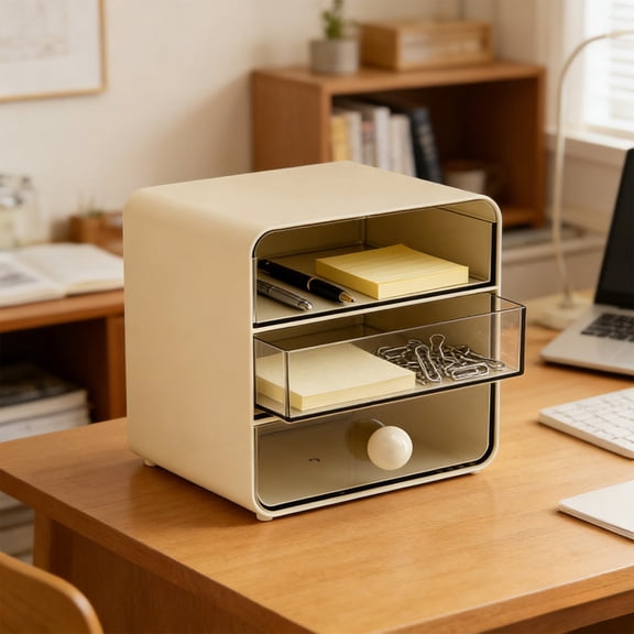 Fzsteel Clear Desktop Drawer Organizer with Smooth Glide Drawers, Space Saving Storage for Stationery, Journal, Office, Home, and Dormitory Desk