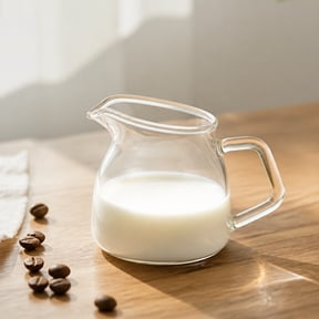 Fzsteel Clearance 100ml Glass Milk Pitcher 2.56x2.76 Inch Slanted Spout Espresso Cup Mini Creamer Container Clear Measuring Pourer for Coffee Latte Barista Kitchen Drinkware