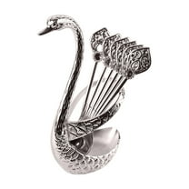 Fzsteel Coffee Spoon 6-Pack With Metal Stand, Heavy Duty Stainless Steel Bar Counter Dessert Spoons, 13x6x6cm 180g Household Tableware Set For Coffee Beverages And Decor