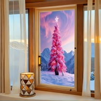 Fzsteel Colored Glass Christmas Tree Window Cling - Large 39.4x17.7 Inch 2D Holiday Sticker, Festive PVC Decoration for Home and Party Indoor/Outdoor Use