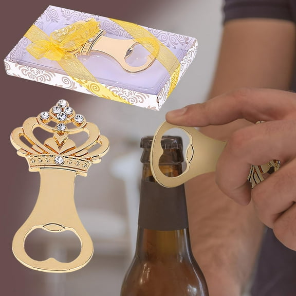 Fzsteel Creative Diamond Crown Bottle Opener Wedding Gift Set with Premium Gift Box for Home Celebrations and Parties