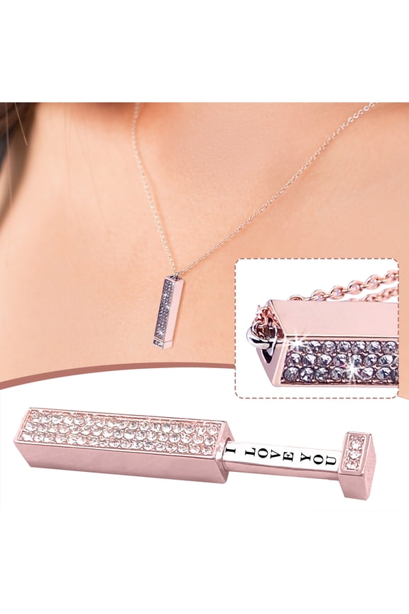 Customizable Name Retractable 3D Pendant Necklace with Double Layer Design, 18 Inch Adjustable Chain, Perfect for Mother's Day, Valentine's Day Gifts and Personal Use