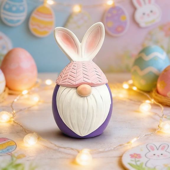 Fzsteel Cute Easter Bunny Dwarf Ornament – Garden and Patio Decoration, Waterproof Fade-Resistant, Desktop Resin Craft 4.7inch Height
