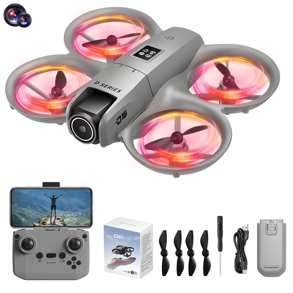 Fzsteel Drone With 180° Adjustable Camera, LED Light Show & Obstacle Avoidance - Remote Control Toy With Altitude Hold and 3 Speed Modes for Beginners