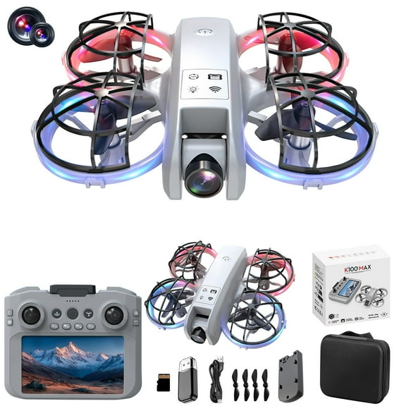Fzsteel Drone With 4.3-Inch HD Screen Remote Control Altitude Hold LED Lights and Obstacle Avoidance for Stable Flight Experience