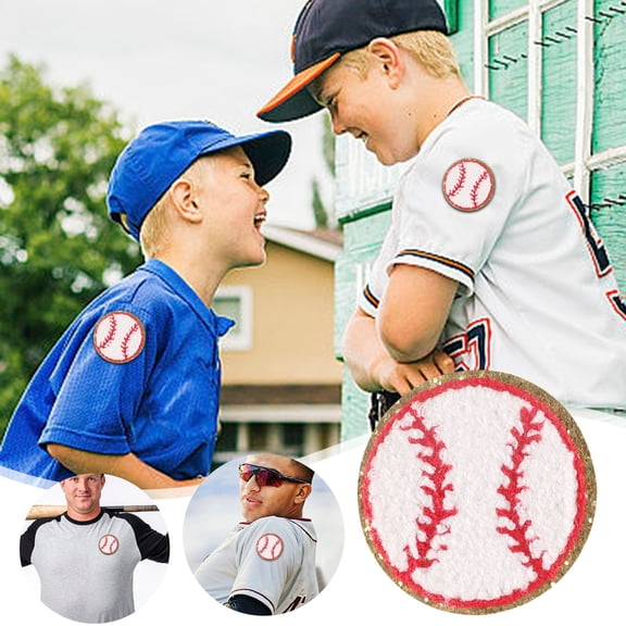 Fzsteel Easy Apply Iron-On Baseball Patches with Gold Sequin Edges  for Sports Apparel Repair and Decoration, Embroidered Design, Set of 10 Pieces 2.4 Inch